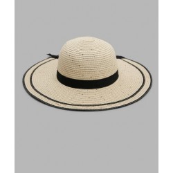 قبعة شمس مزينة باللون البيج للنساء