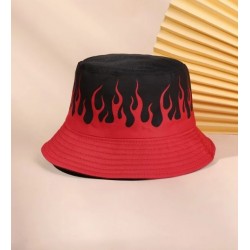 قبعة دلو بوجهين بطباعة نار