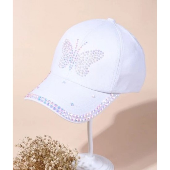 قبعة بيسبول حجر الراين زخرفة فراشة
