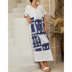 فستان عربي بطباعة وشاح بوهو
