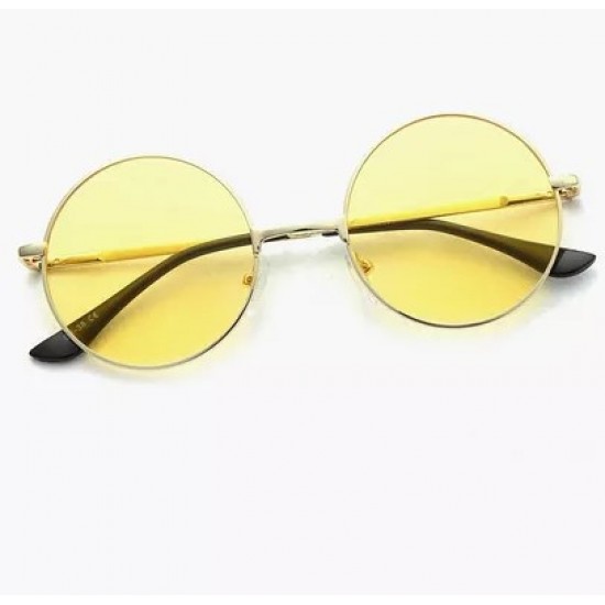 أكوا دي بولو نظارة شمسية دائرية بعدسات مستقطبة باللون الأصفر ومحمية من الأشعة فوق البنفسجية للجنسين