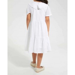 فستان شيفون مكشكش باللون الأبيض